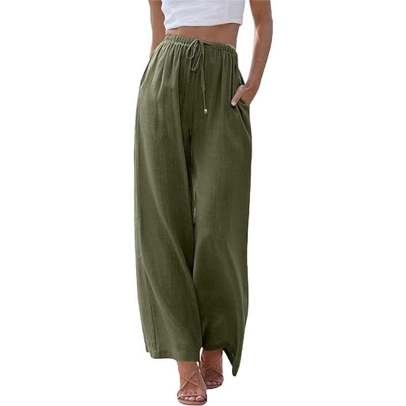 Linen Blend Wide Leg Pants