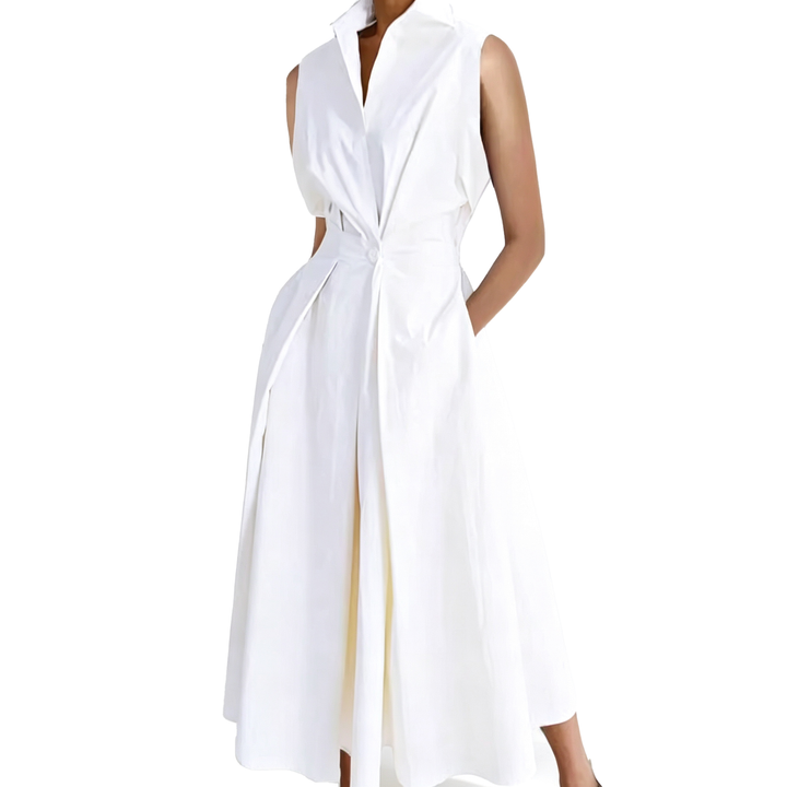Elegant Belted Shirt Maxi Dress