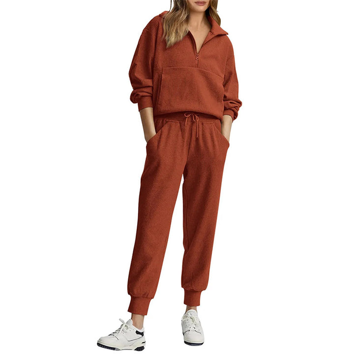 Ribbed Half-Zip Lounge Set