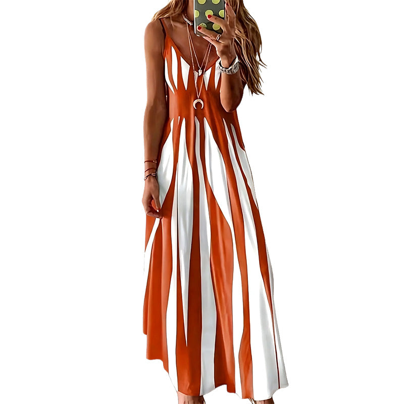 Striped V-Neck Maxi Dress