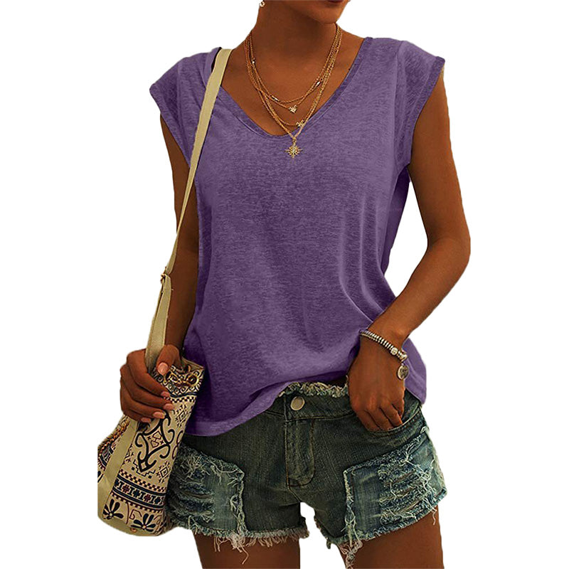 Relaxed Fit V-Neck Sleeveless Top