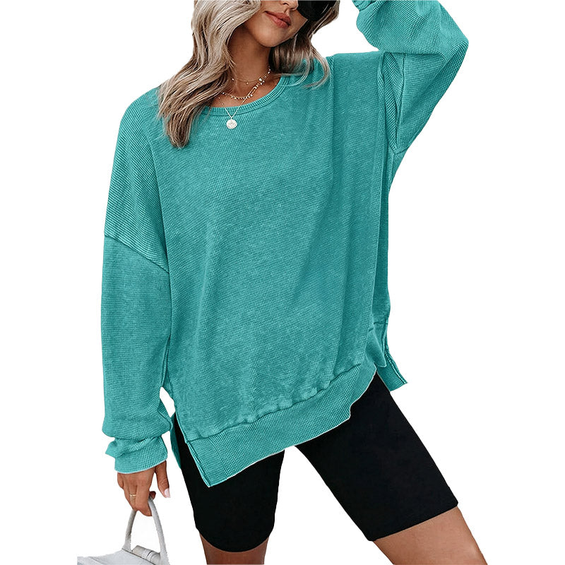 Washed Waffle Knit Pullover
