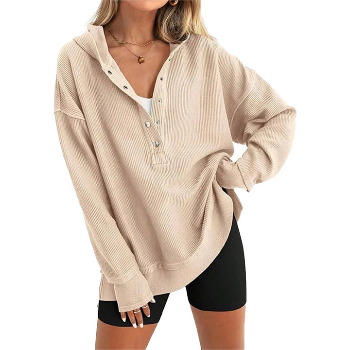Relaxed Ribbed Hooded Pullover