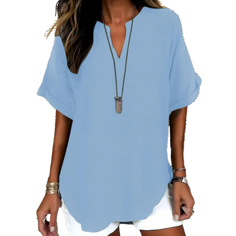 Relaxed Linen Blend Tunic Top