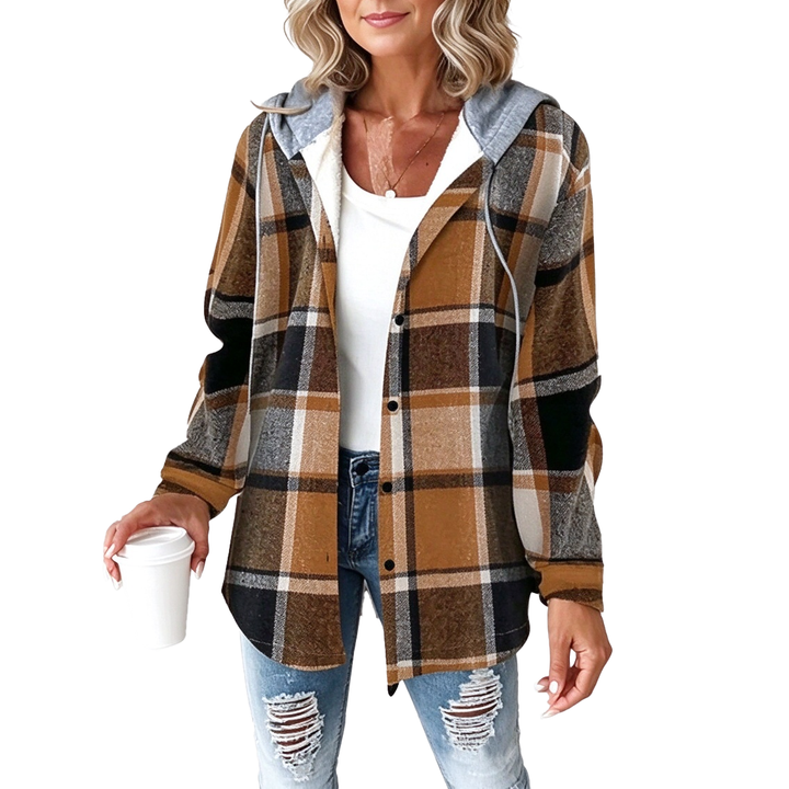 Plaid Hooded Button-Up Shacket