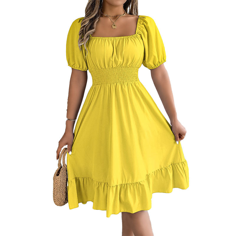 Elegant Square Neck Midi Dress