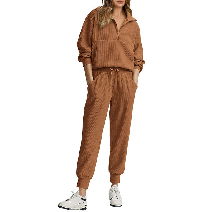 Ribbed Half-Zip Lounge Set