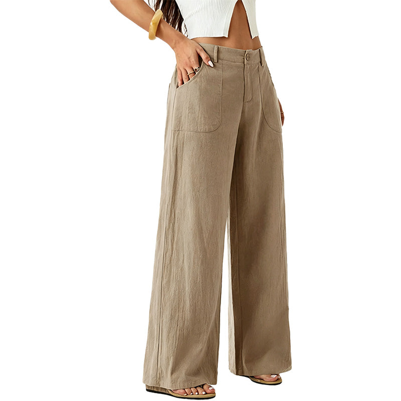 High Waist Wide Leg Linen Pants