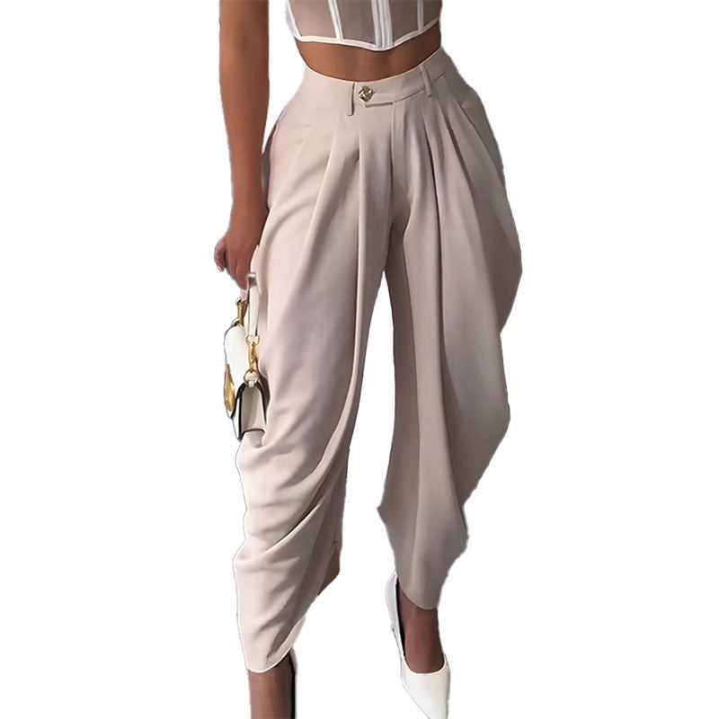High Waisted Pleated Wide Leg Pants