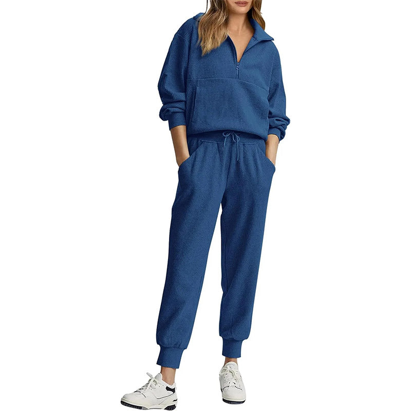 Ribbed Half-Zip Lounge Set