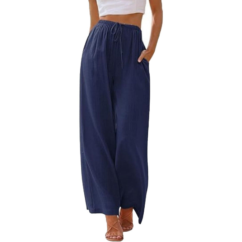 Linen Blend Wide Leg Pants