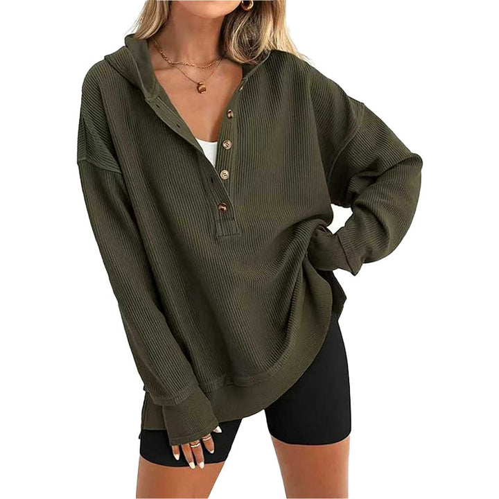 Relaxed Ribbed Hooded Pullover