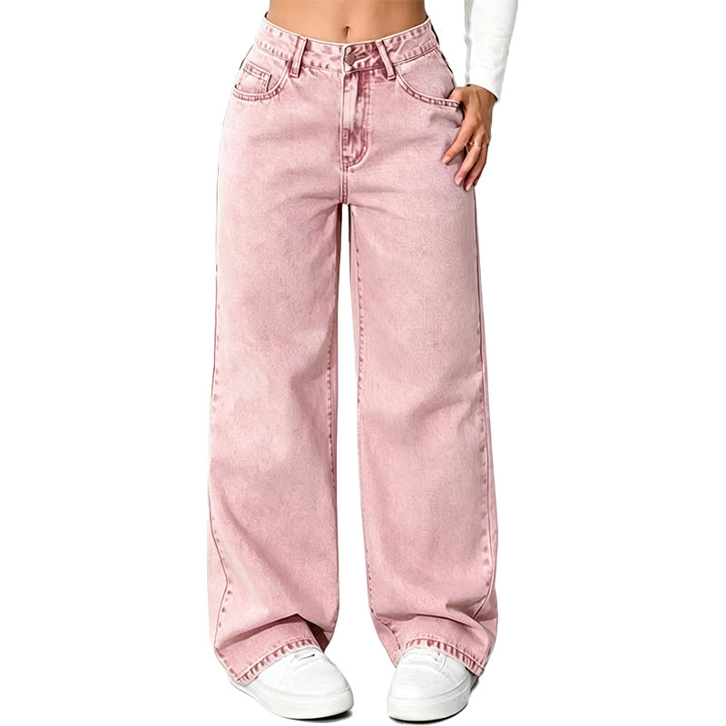 Relaxed Straight Wide Leg Jeans