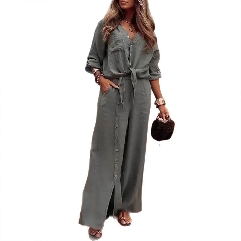 Linen Blend Two Piece Set