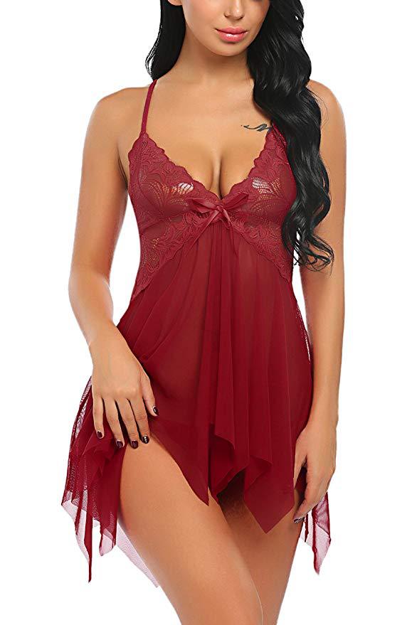 Sheer Mesh Pleated Nightdress – Lace Trim Lightweight Cami Sleep Dress for Women