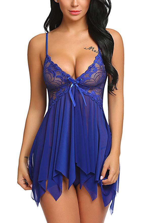 Sheer Mesh Pleated Nightdress – Lace Trim Lightweight Cami Sleep Dress for Women
