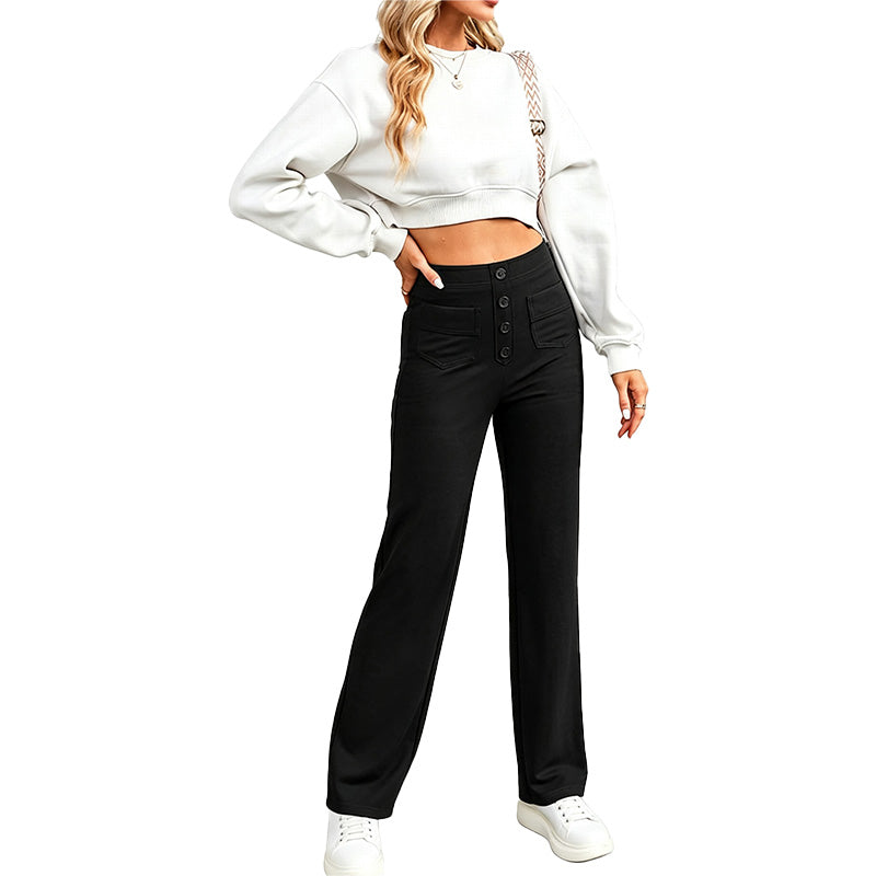 High Waist Button Front Pants