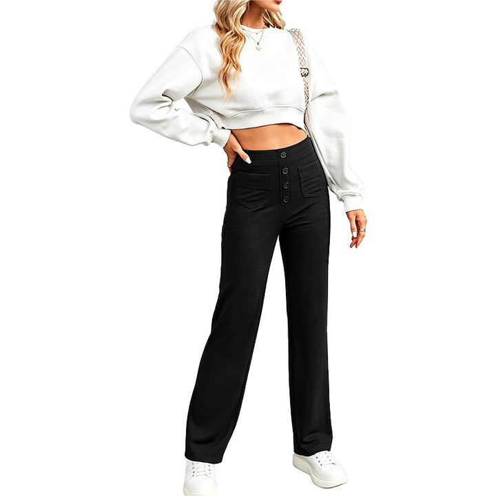 High Waist Button Front Pants