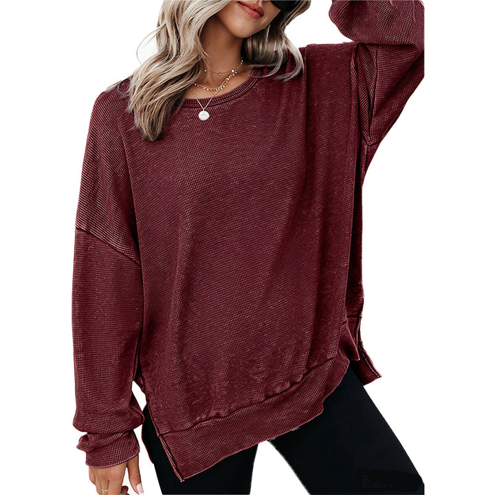 Washed Waffle Knit Pullover