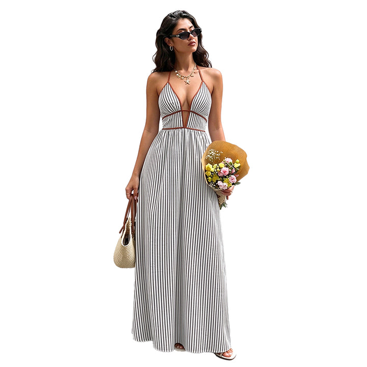 Striped Halter Maxi Dress