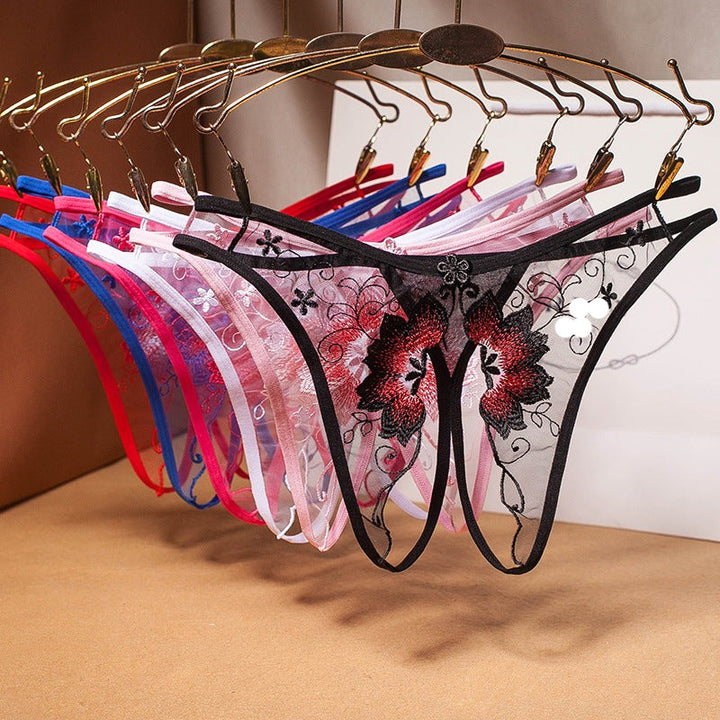 Mesh Embroidered Thongs