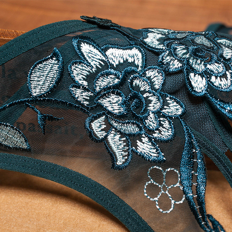 French Embroidered Sexy Mesh Hollow Out Thongs