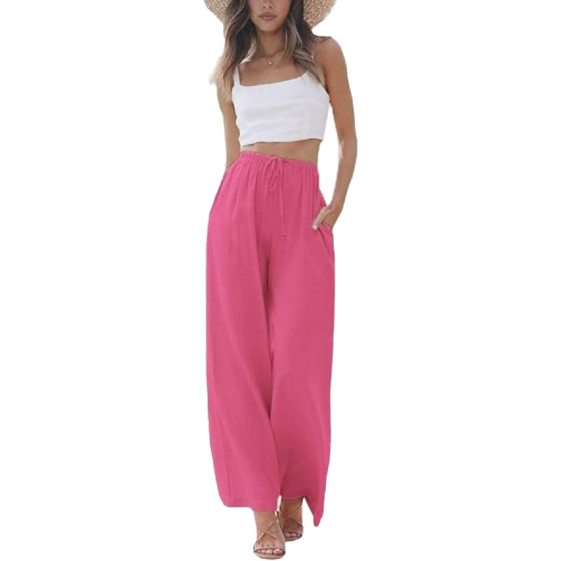Linen Blend Wide Leg Pants