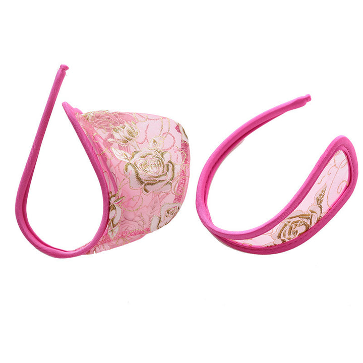 Women’s Lace C-String Couple Set – Cherry Detail Sheer Minimal Panty