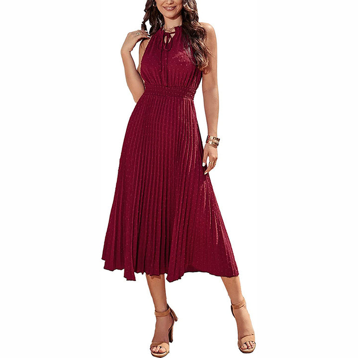 Pleated Long Sleeve Midi Dress