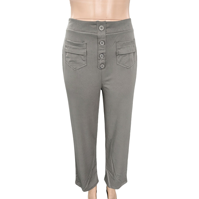 High Waist Button Front Pants
