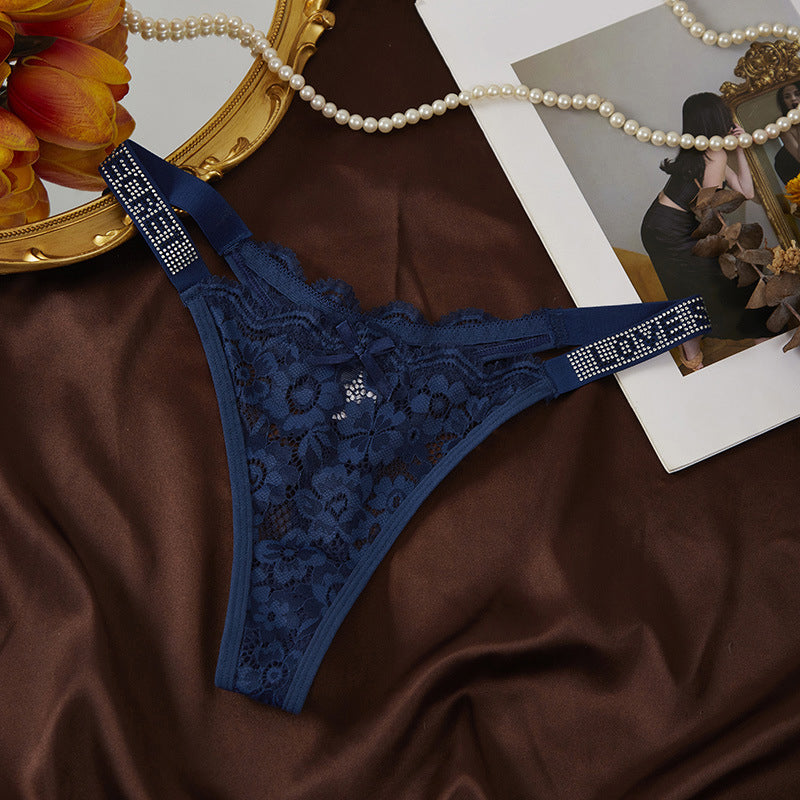 Low-rise floral lace thong
