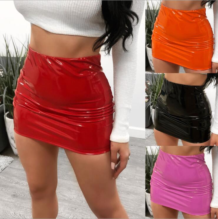 Glossy Patent Leather Mini Skirt