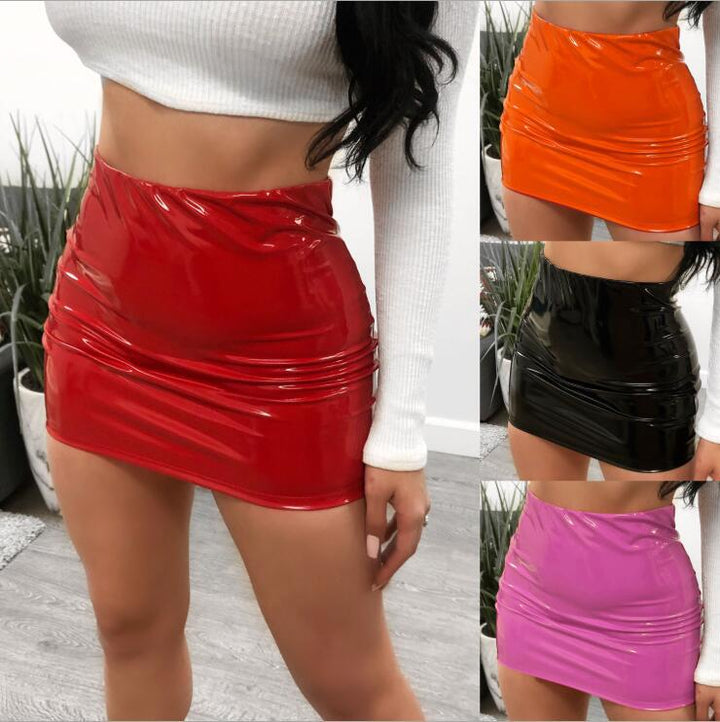 Glossy Patent Leather Mini Skirt