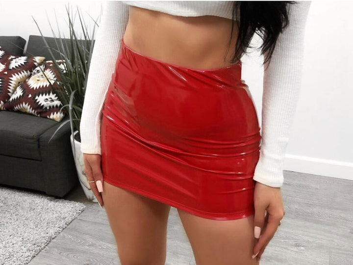 Glossy Patent Leather Mini Skirt