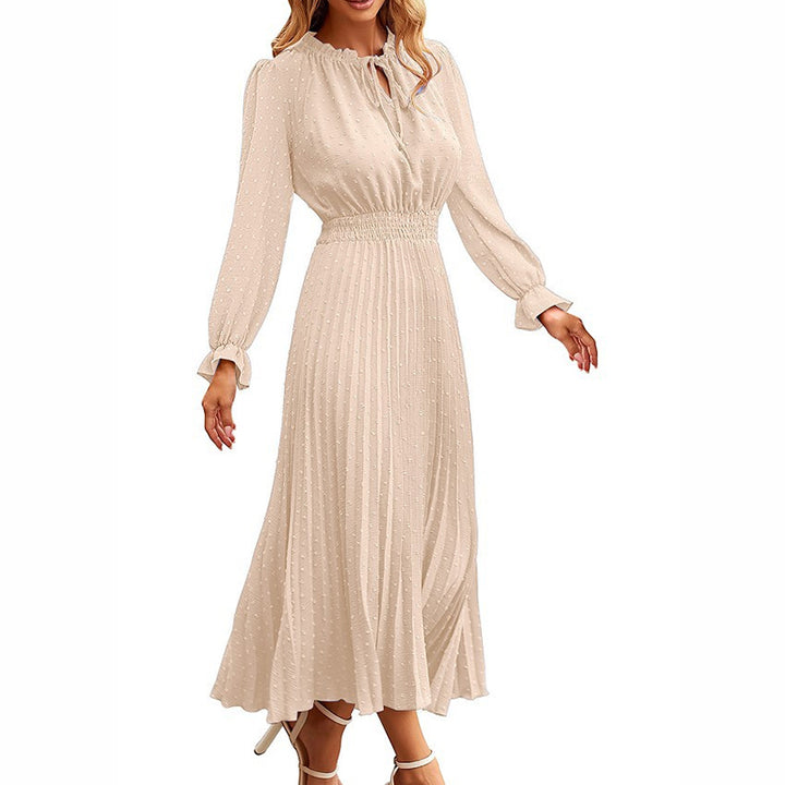 Pleated Long Sleeve Midi Dress