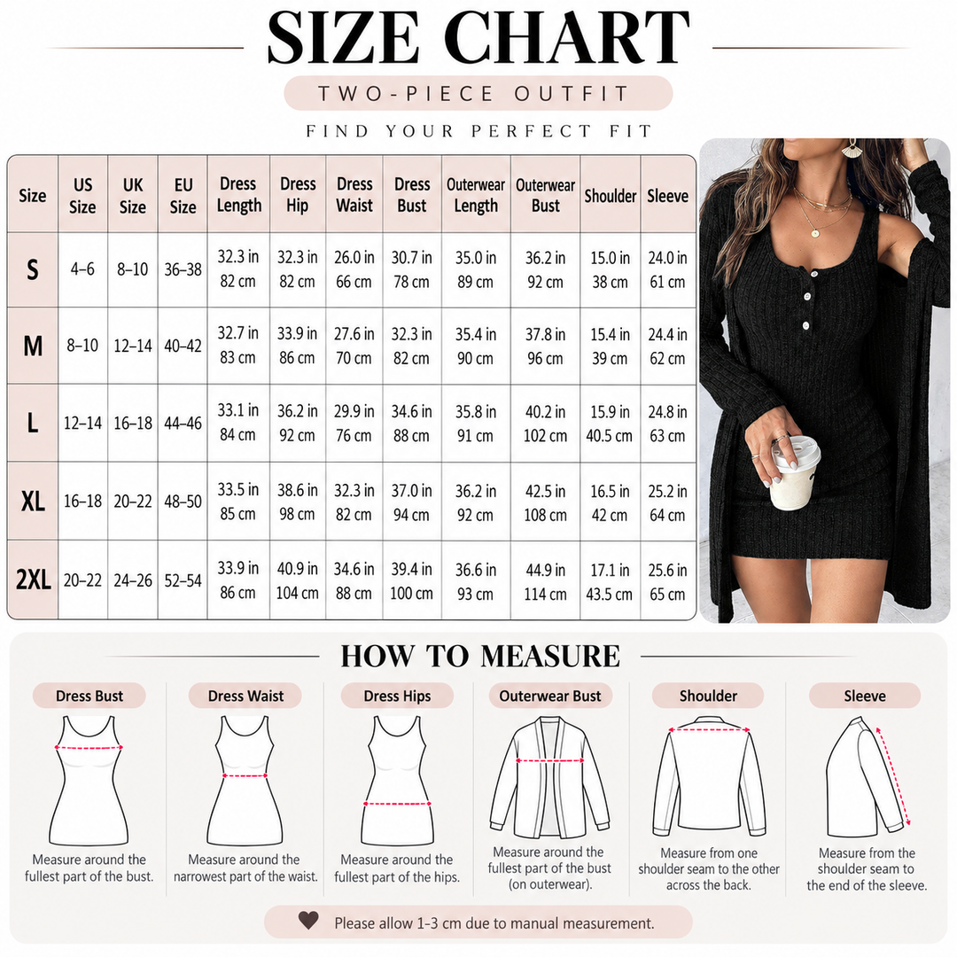 Ribbed Knit Dress & Cardigan Set