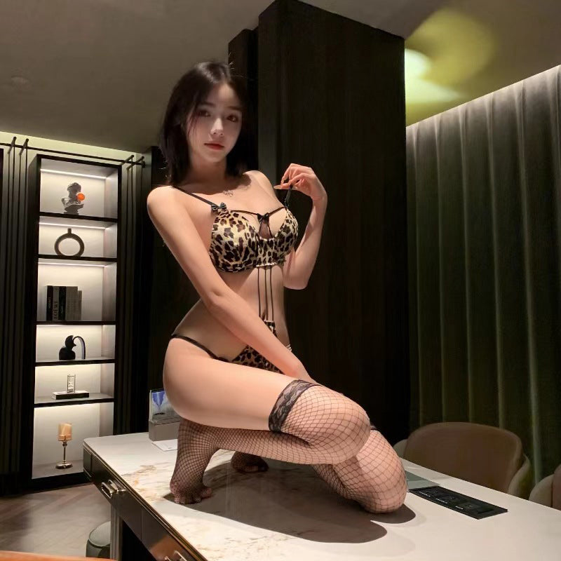 Leopard Print Bow Lingerie Set