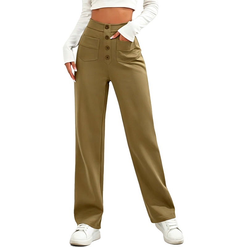 High Waist Button Front Pants