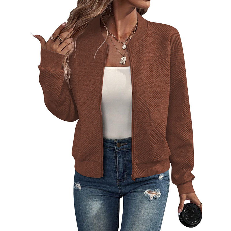 Textured Zip-Up Knit Jacket