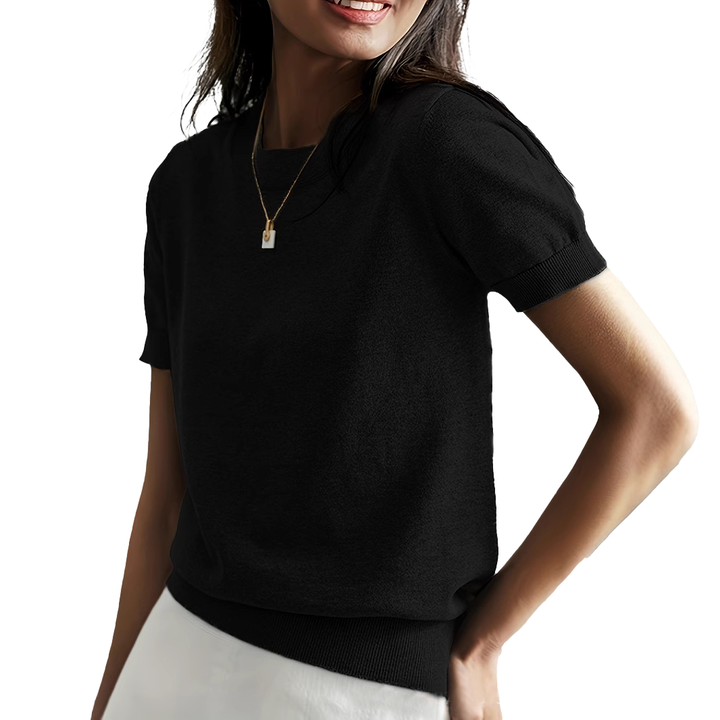 Relaxed Short Sleeve Knit Top