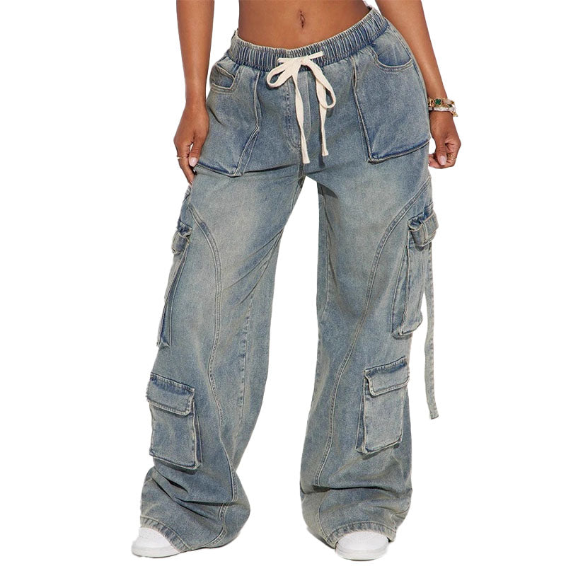 Relaxed Cargo Wide Leg Jeans