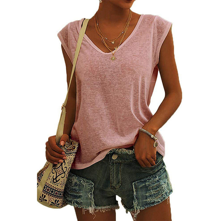 Relaxed Fit V-Neck Sleeveless Top