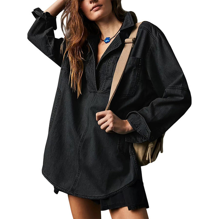 Relaxed Denim Pullover Shirt