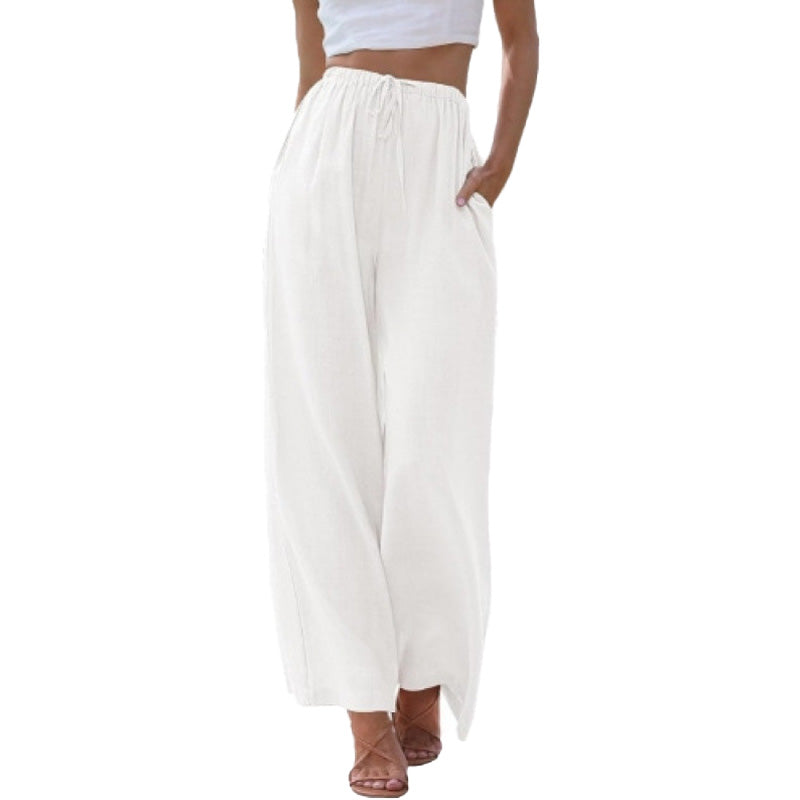 Linen Blend Wide Leg Pants