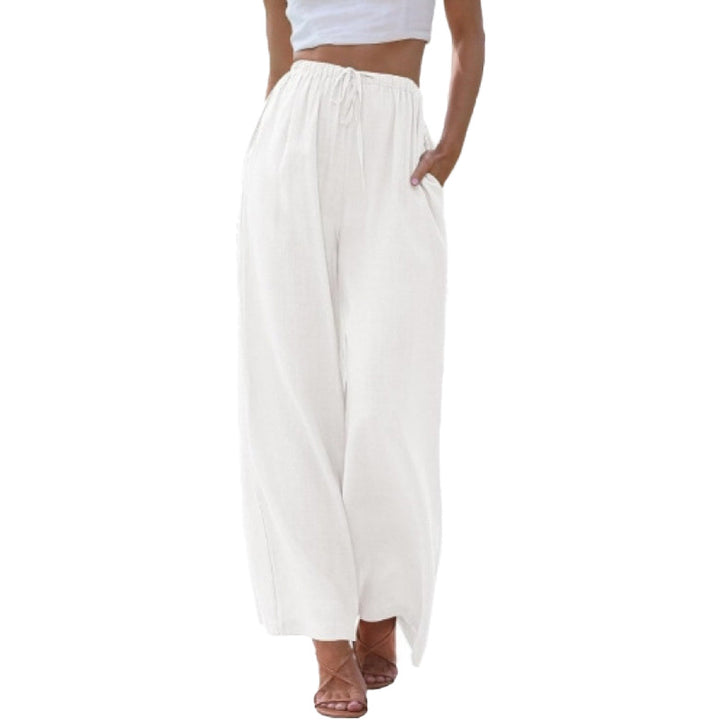 Linen Blend Wide Leg Pants