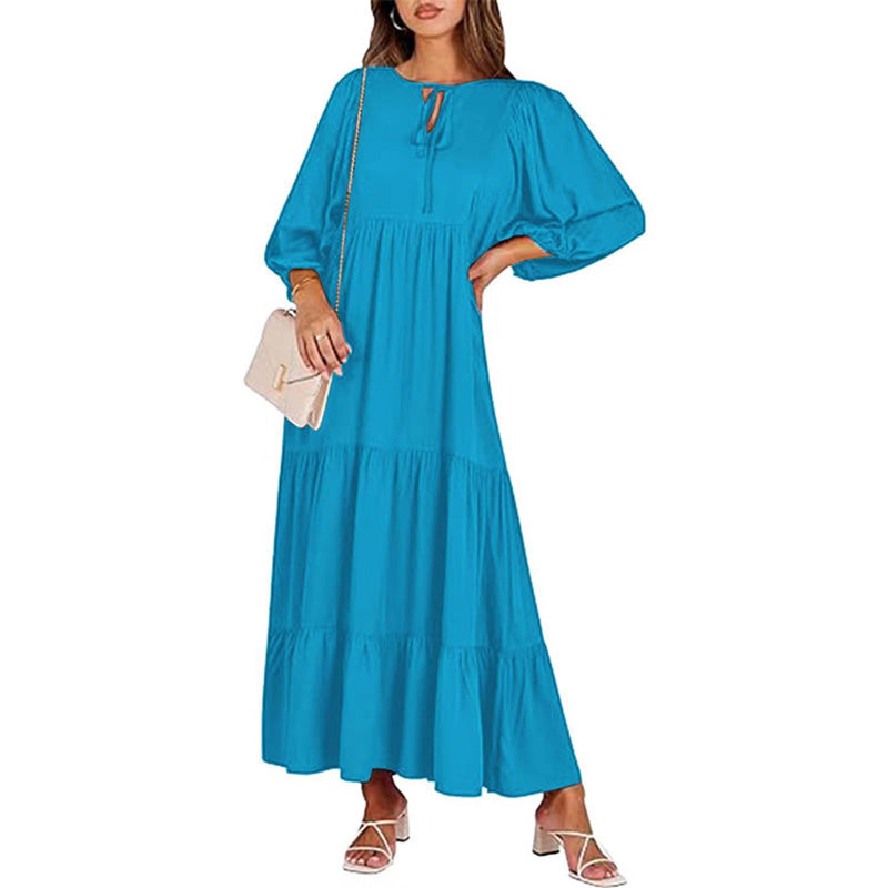 Boho Printed Ruffle Midi Dress