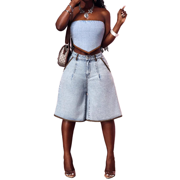 Vintage Wide Leg Denim Shorts