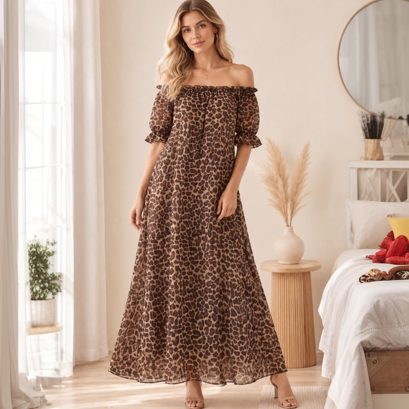 Sheer Mesh Maxi Nightdress – Ruffle Shoulder Elegant Sleep Dress for Women