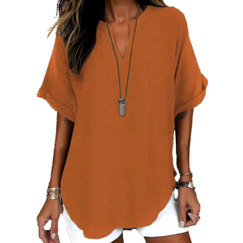 Relaxed Linen Blend Tunic Top