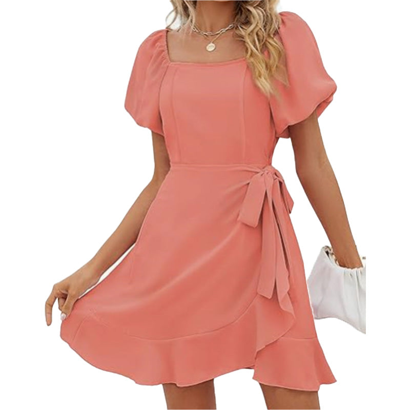 Square Neck Puff Sleeve Mini Dress